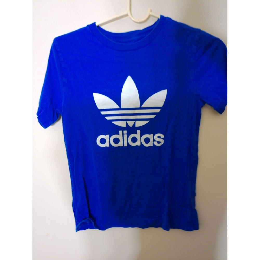 Adidas T-Shirt Youth Large Blue Trefoil Graphic Logo Athletic Short Sleeve Tee